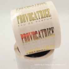 rolo autocolante adesivo transparente com ouro hot stamp